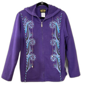 Bob Mackie Wearable Art Women's Embroidered Full Zip Hooded Jacket Size M